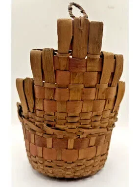 Mi'kMaq | Accents | Antique Mikmaq Woven Hanging Basket Porcupine Quill ...